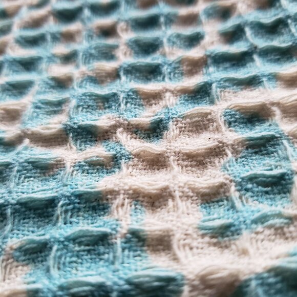 Cream + Blue Waffle Weave Badgley Mishka Kitchen Tea Towel or Serving Cloth - Picture 2 of 9